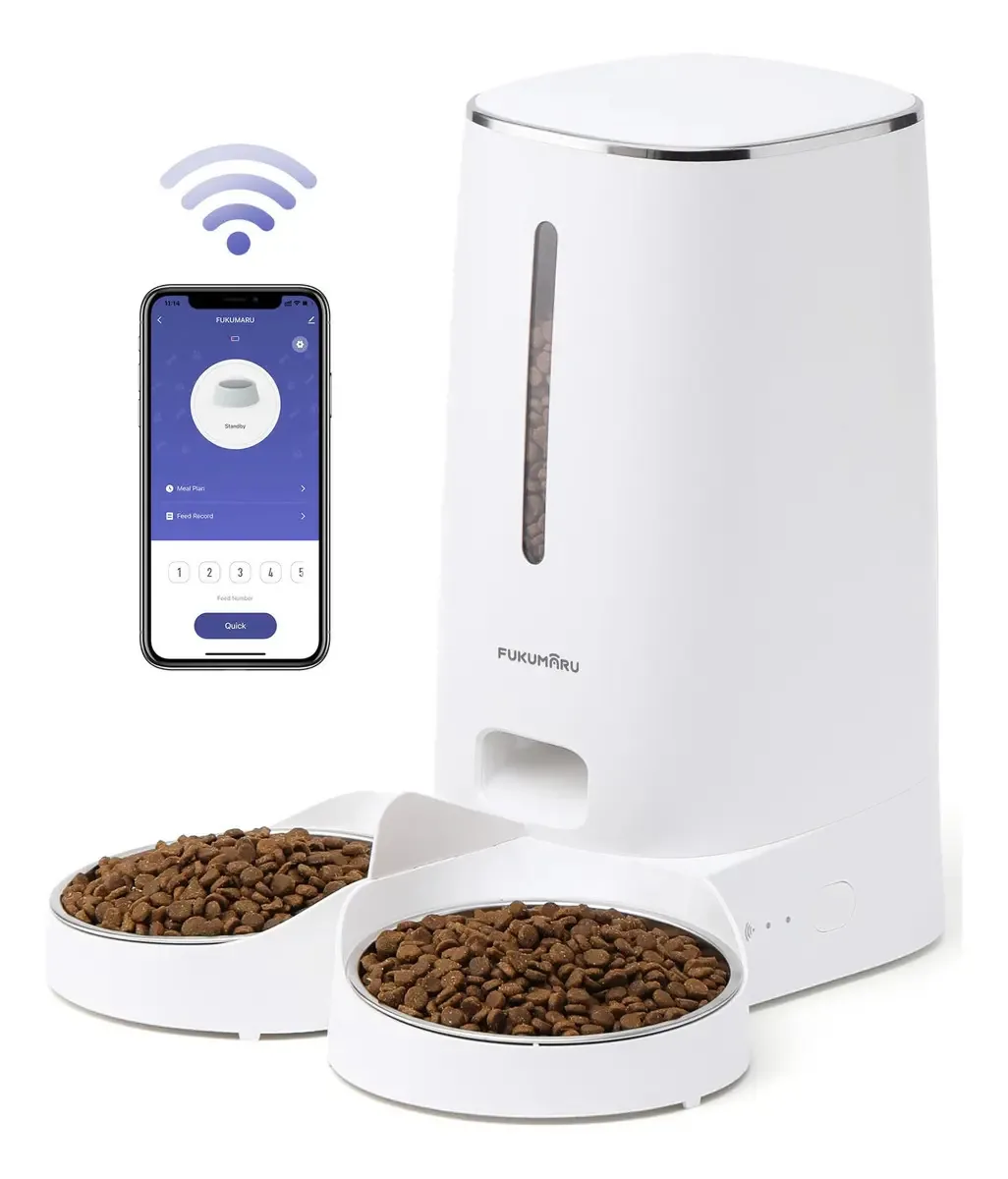 Alimentador automático Fukumaru para cães e gatos, alimentadores