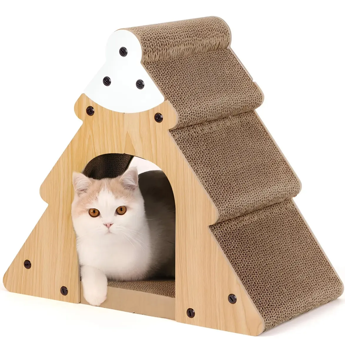Raspador de gatos Fukumaru, cama de papelão para gatos, A. Cor preta