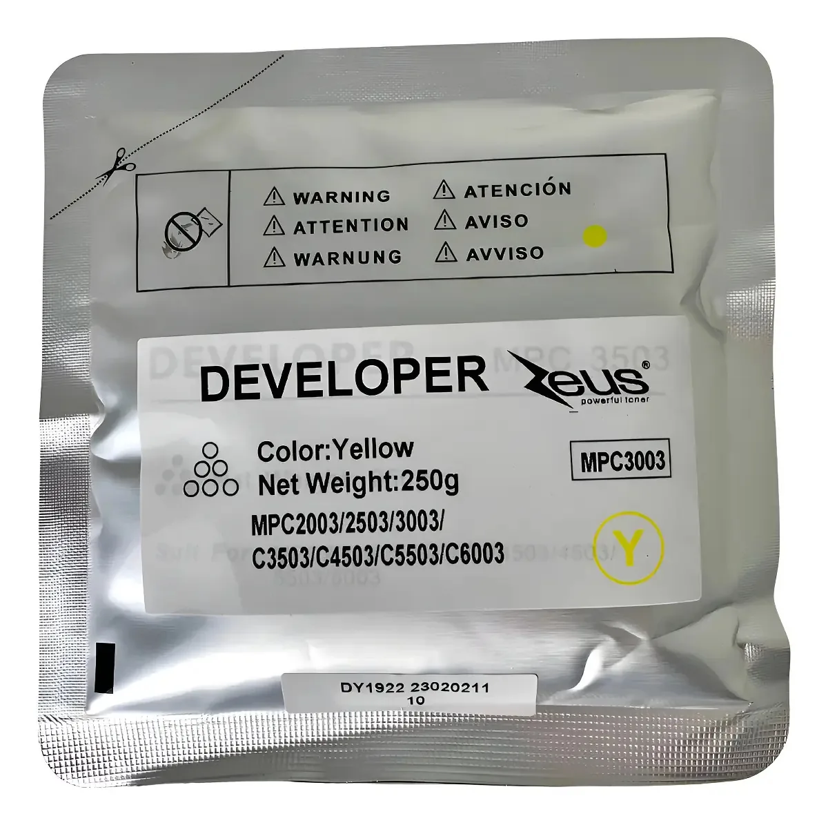 Revelador Developer Zeus Compatível Para Ricoh Mpc2003 C3003 Cor Amarelo