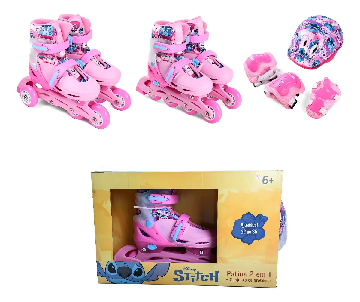 Kit Patins Stitch Angel Disney Rosa 32 Ao 35 Rosa