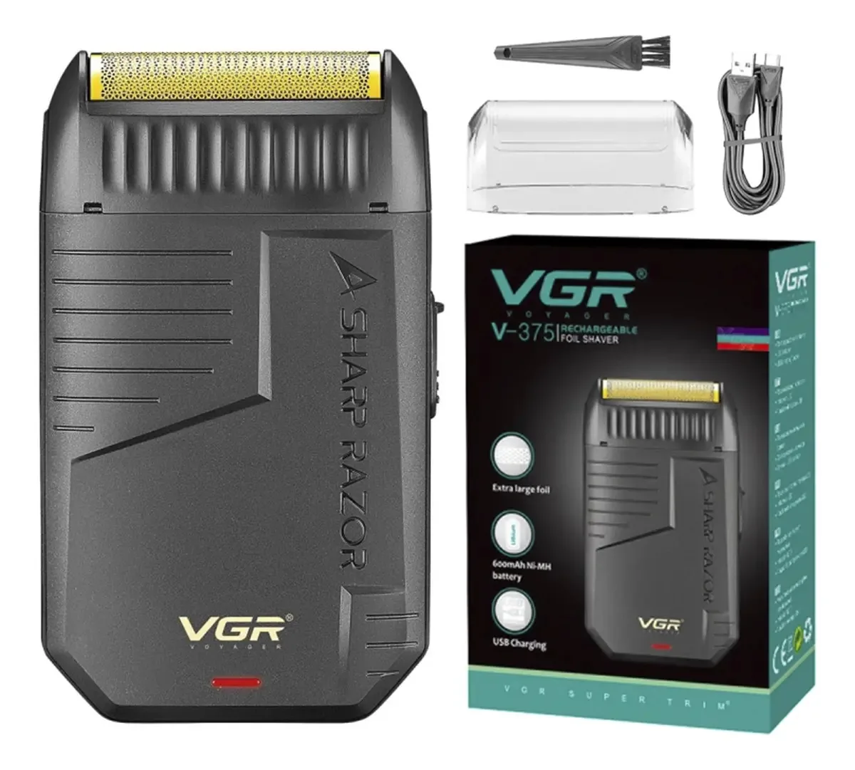 Barbeador elétrico 2 em 1 Vgr V-375, barbeador, cor preta