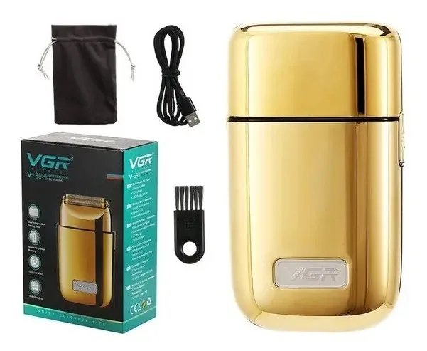 Barbeador elétrico sem fio Shaver Vgr V-398 Barbeador de cor dourada