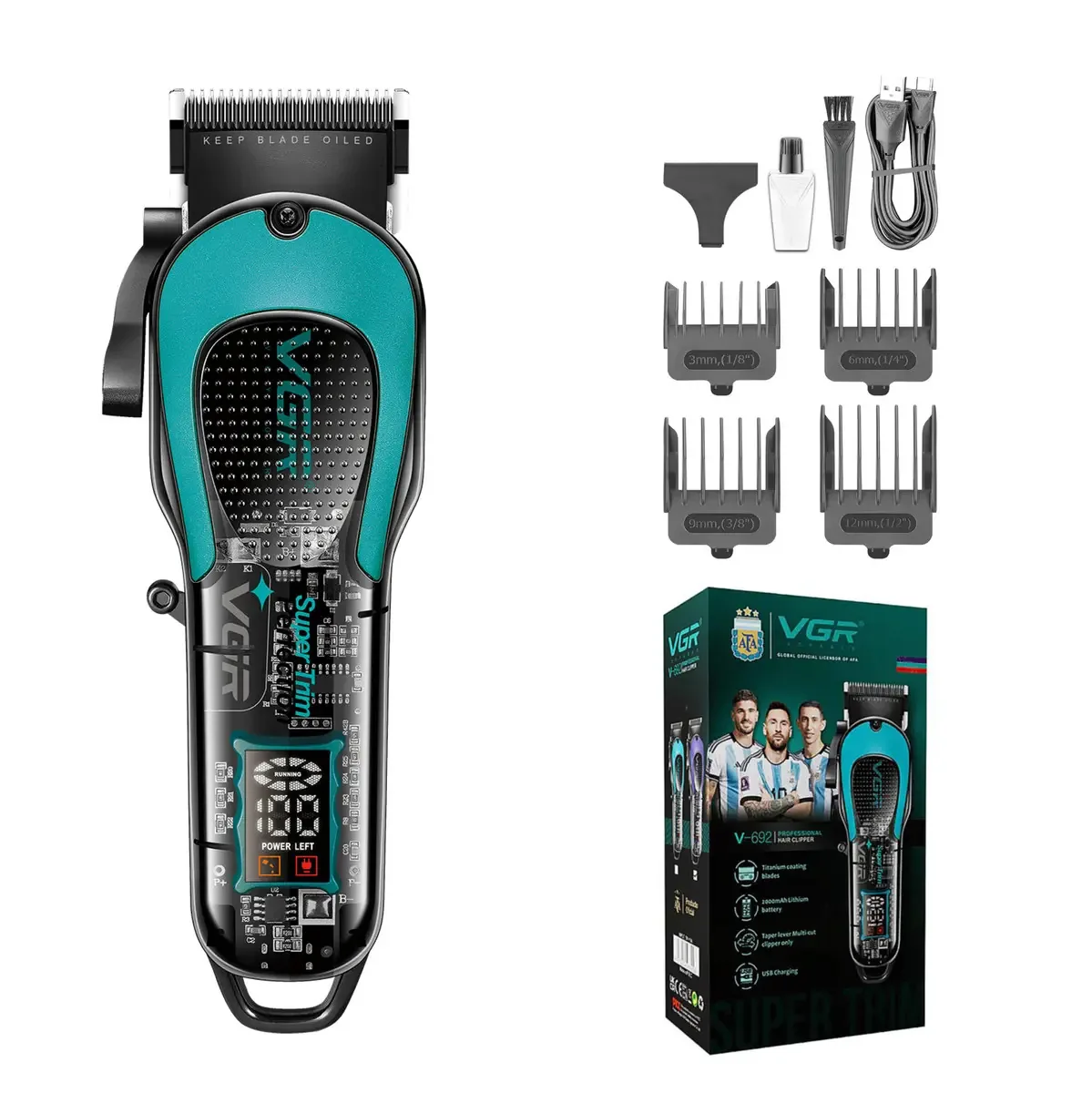 Máquina de cortar cabelo profissional Vgr V-692-Green Máquina de cortar cabelo de 200 minutos