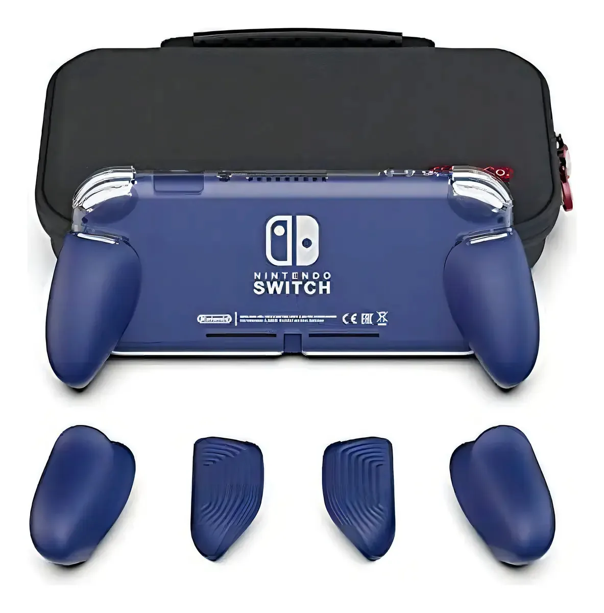 Skull & Co. Gripcase Lite Bundle: Uma Confortável Capa Protetora Com Pegas Substituíveis [para Se Ajustar Aos Tamanhos Das Mãos] Para Nintendo Switch Lite - Azul