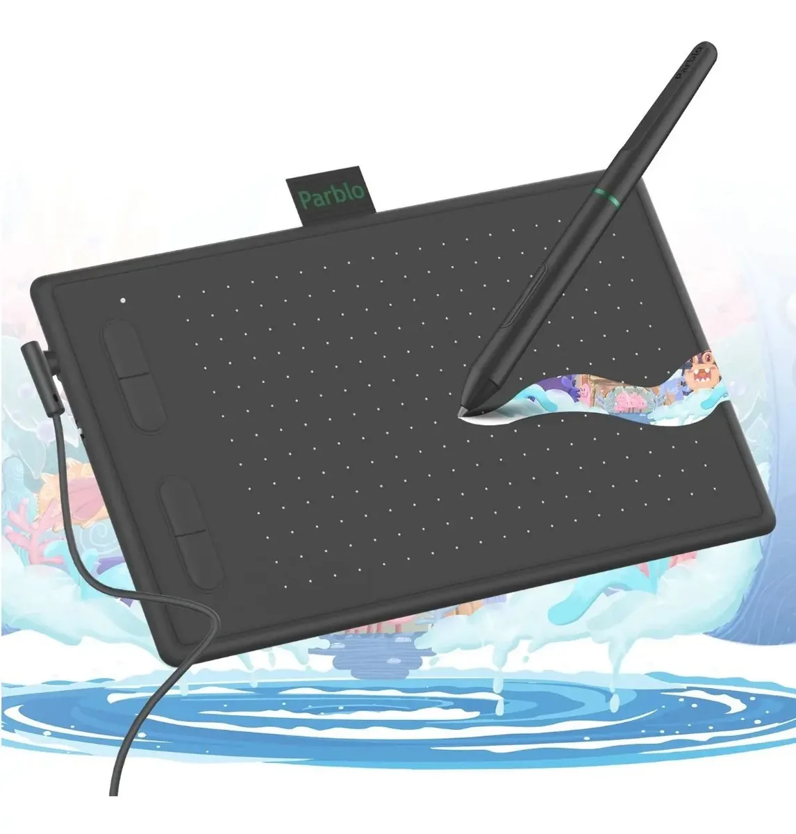 Tablet gráfico Parblo Ninos N7b preto preto
