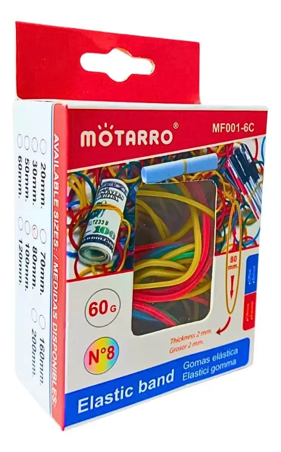 Elásticos de borracha colorida 80mm x 60gr Alças elásticas