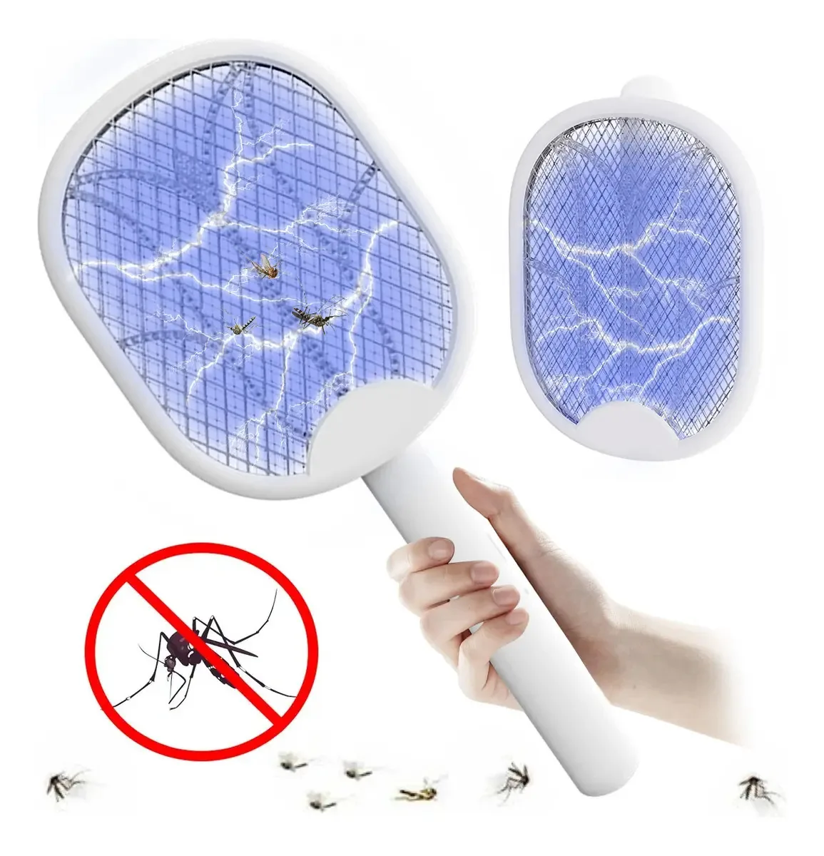 Raquete Mata Mosquito Mosca Pernilongo Insetos Lydsto Cor Branco