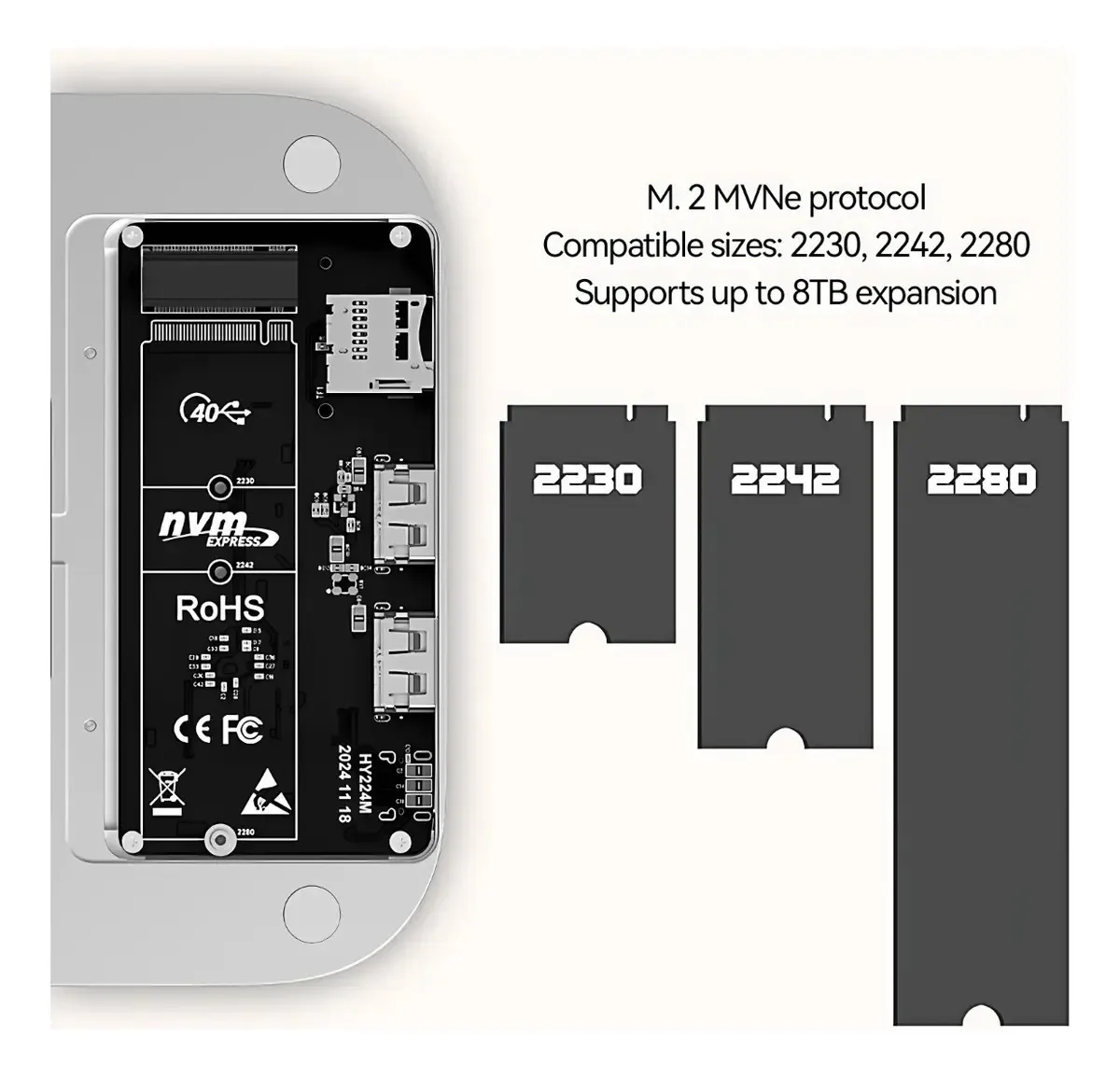 Capa M.2 Nvme de 40 Gbps para Mac Mini M4 e PC, Reletech
