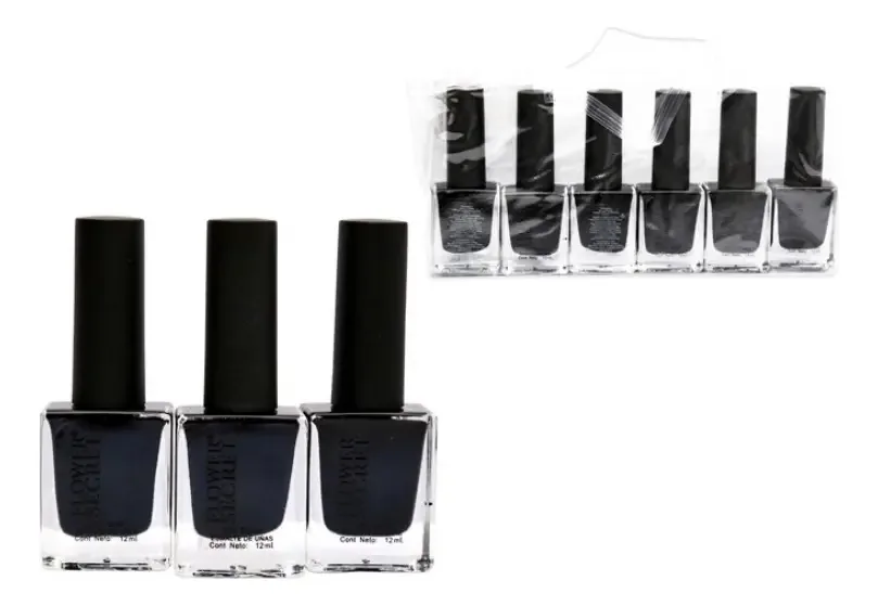 Kit de 6 Esmaltes para Unhas Preto Flower Secret