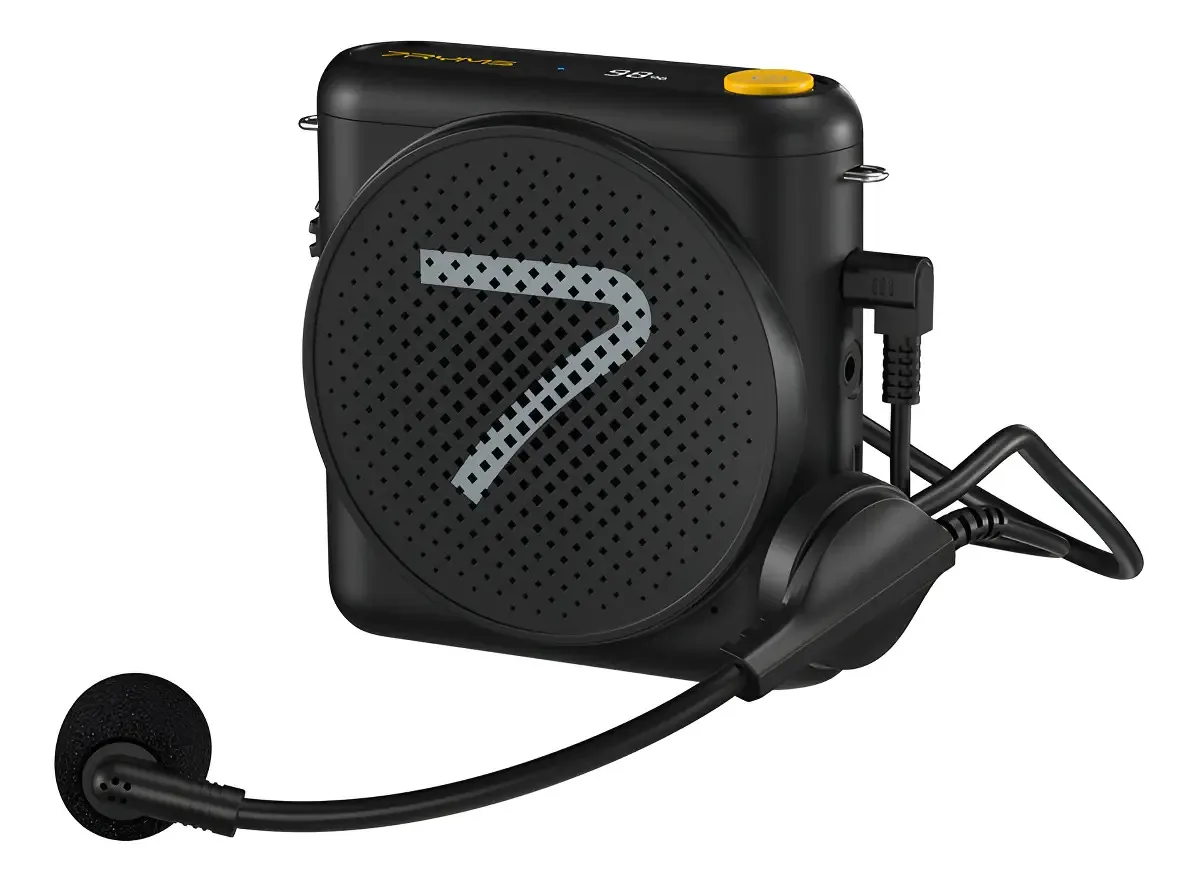Amplificador de voz portátil 7ryms Wa1 Se para professores, cor preta