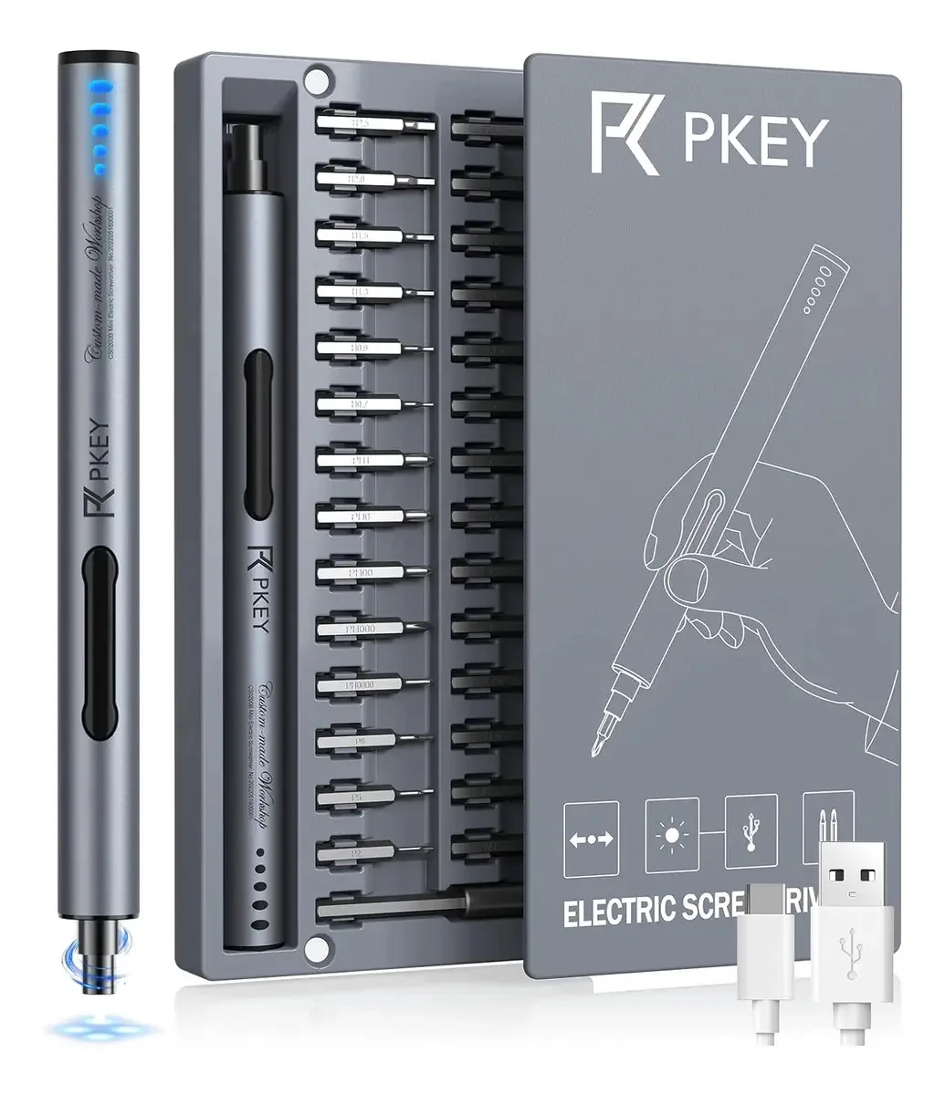 Chave de fenda elétrica Pkey Mini, chave de fenda colorida, chave de fenda cinza