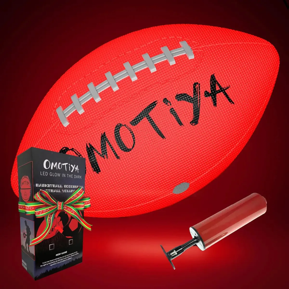 Omotiya Bola de Futebol LED Que Brilha no Escuro, Bola de Futebol Iluminada, Bola de Futebol Tamanho 6 Para Crianças, Jovens Com Baterias Pré-instaladas, Bomba, Laranja
