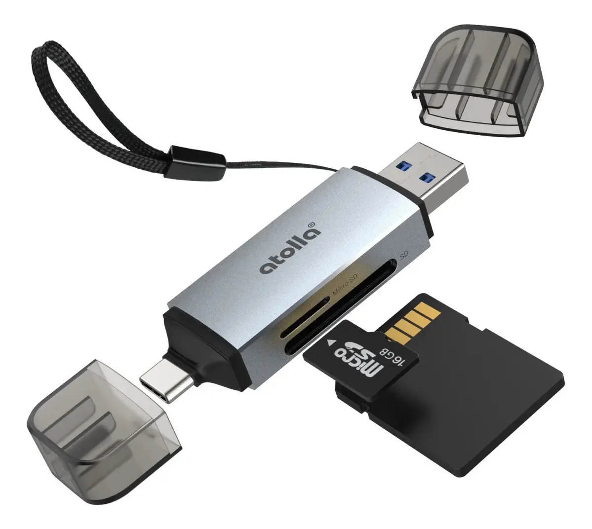 Leitor de cartão Tf 2 em 1 Atolla Usb 3.0 Type-C de 5 gbps