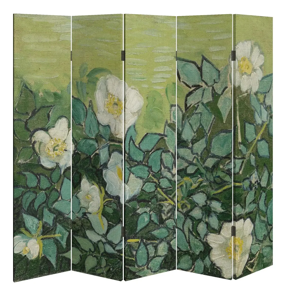 Divisória de quarto separada dobrável de 5 painéis rosa Van Gogh