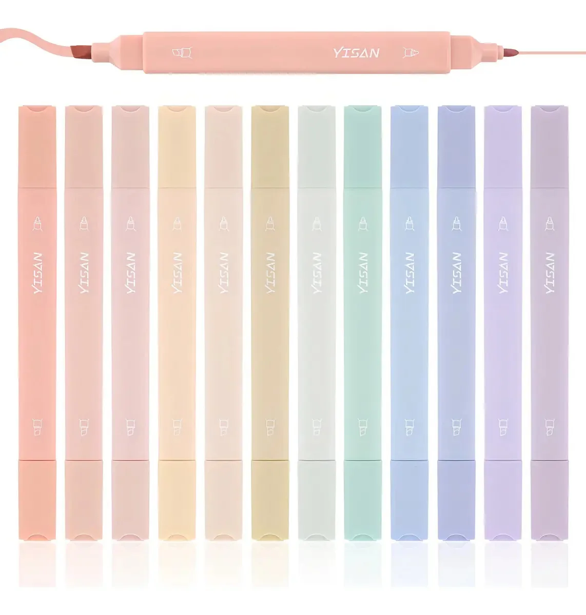 Marcadores estéticos Yisan em cores pastel, marcadores. Cor variada