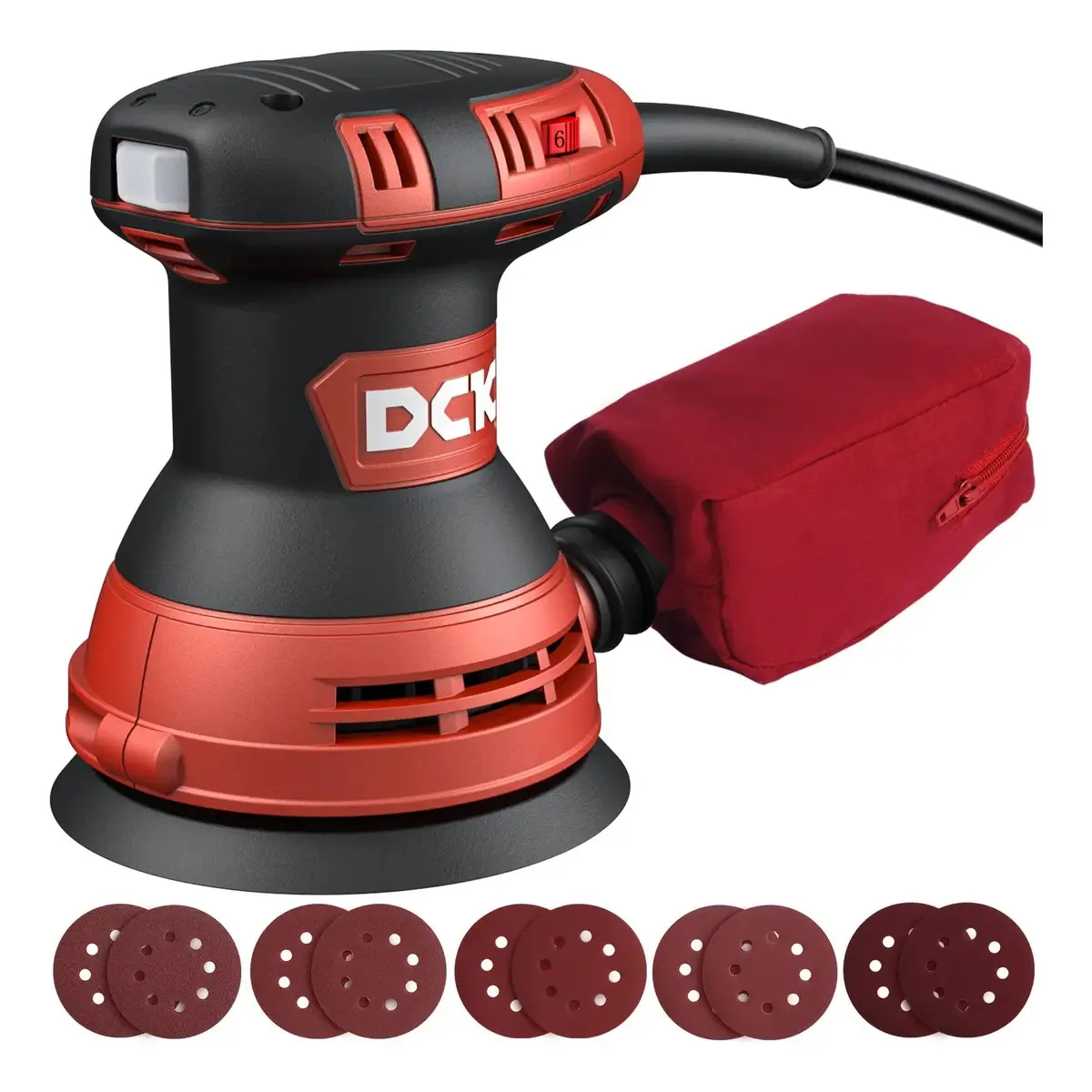 Lixadeira orbital Dck Ksa125 5 3.0a de 6 velocidades com papel
