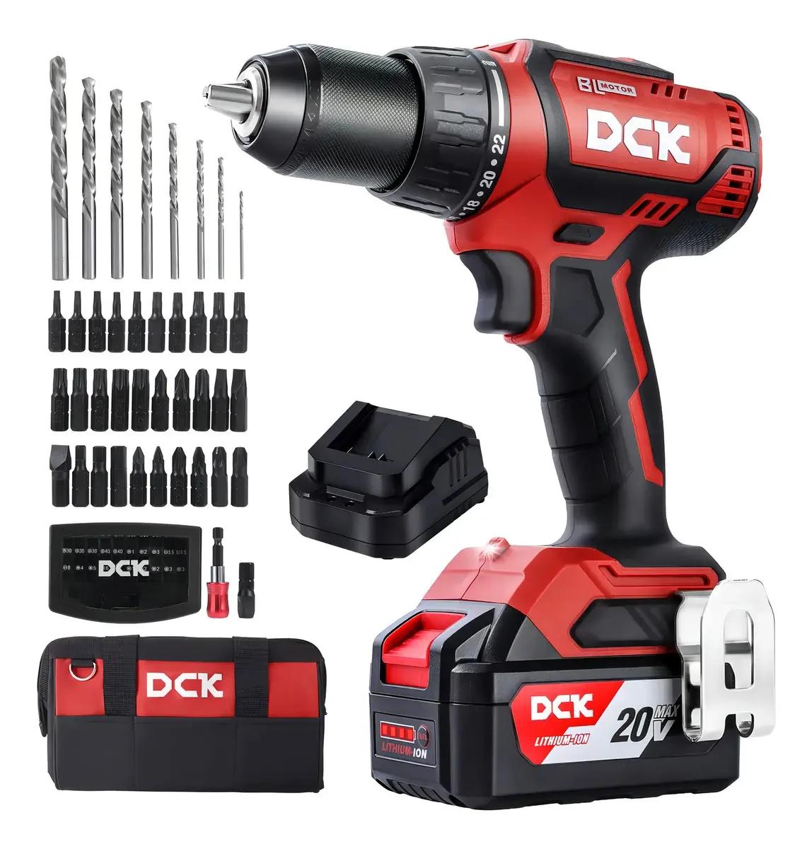 Conjunto de furadeiras sem fio Dck Brushless, furadeira elétrica E. Color Red