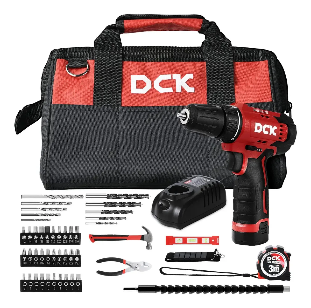 Conjunto de furadeiras sem escova Dck, 310 polegadas, conjunto de furadeiras sem escova Inca Drill Color vermelho