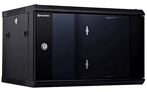 Rackpath 6u Performance - Armário de Montagem na Parede para Servidores, Ventilador de Refrigeração Silencioso, Porta de Vidro com Fechadura, Cor Preta