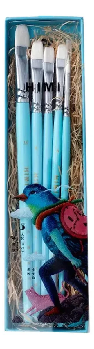 Kit de Pincéis Planos Sintéticos HIMI com 5 Unidades