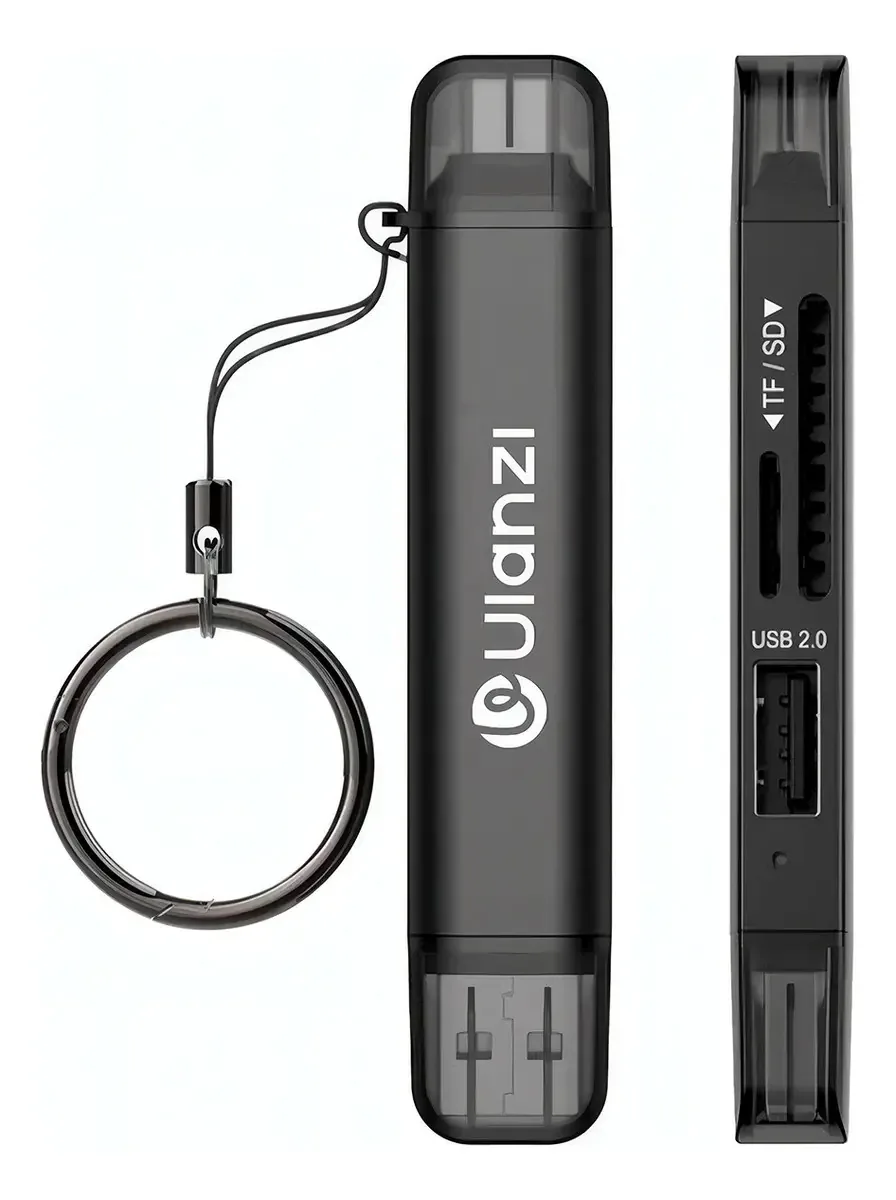 Leitor de cartão Ulanzi Cr1 3 em 1 tipo Usb C e USB A preto