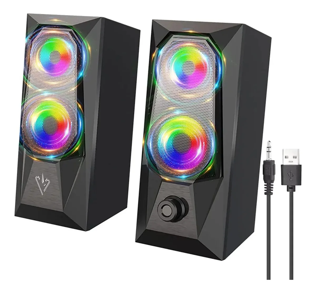 Cooseon Alto-falantes Para Computador, Alto-falantes Para Pc, Alto-falantes Para Jogos Rgb, Controle Estéreo, Cabo Usb, Compatível Com Computadores Portáteis, Tablets, Smartphones