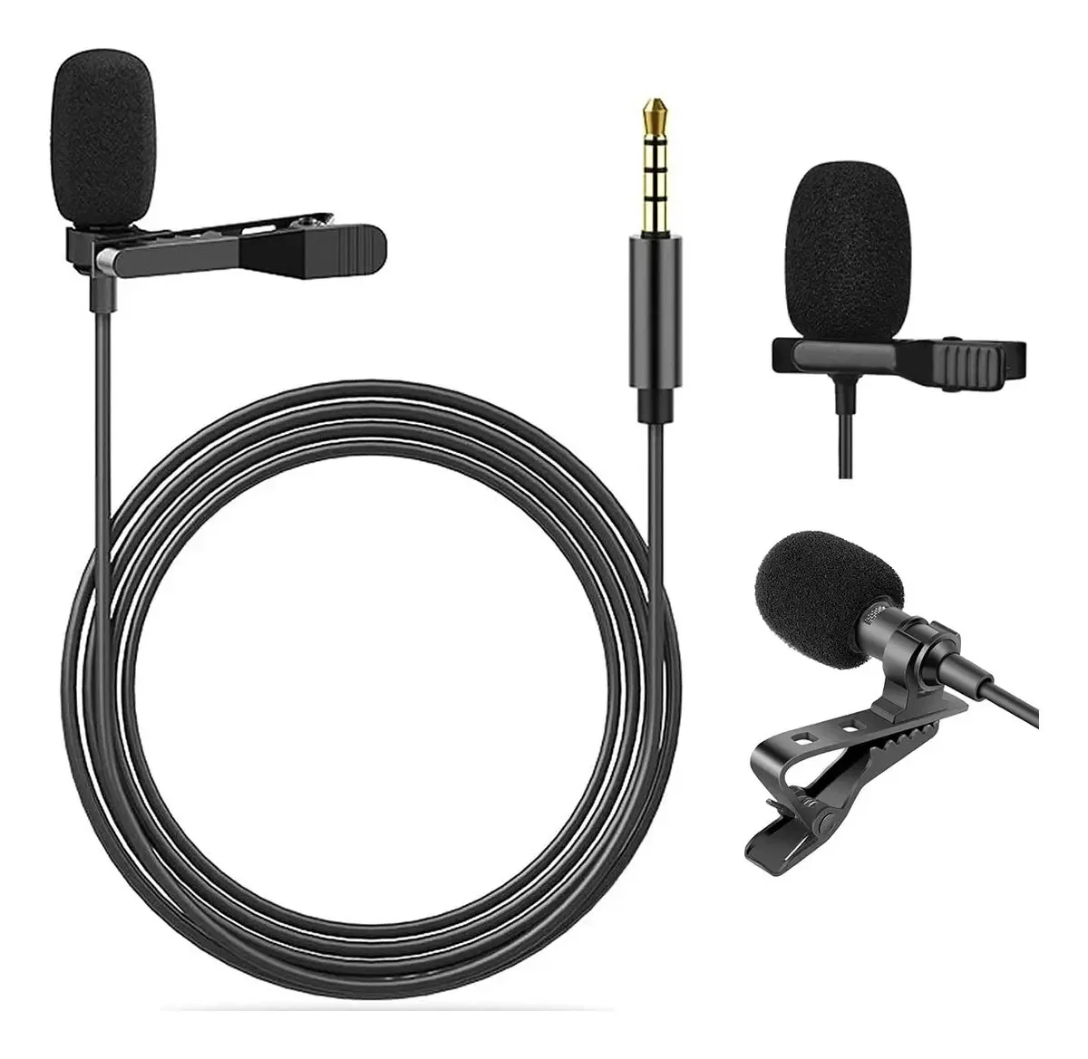 Microfone profissional de lapela Cooseon, microfone telefônico, microfone de redução de ruído, adequado para entrevistas, vídeos, gravações, preto