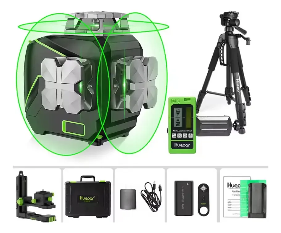 Nível A Laser Huepar S03cg 12 Linhas Com Receptor 60m Tripe