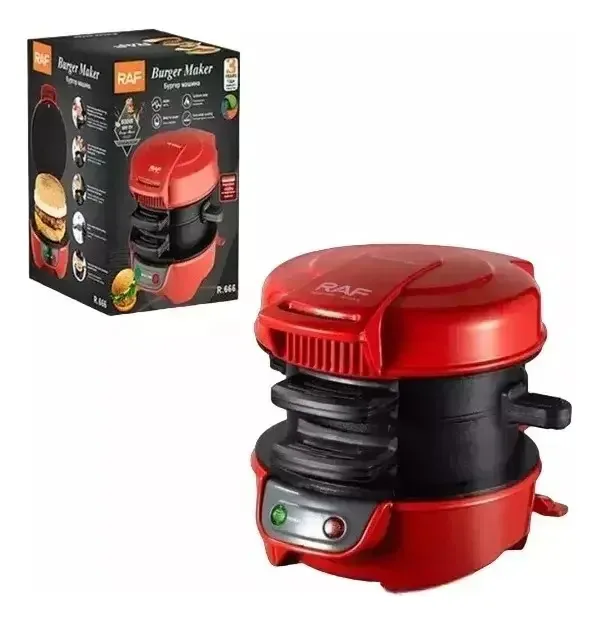 Máquina De Café Da Manhã Multifuncional Burger Maker Vermelho