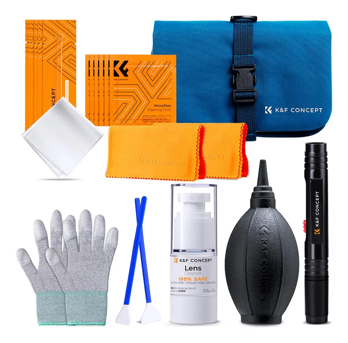 Kit de limpeza K&f 23 em 1 para filtros de lentes e sensor DSLR