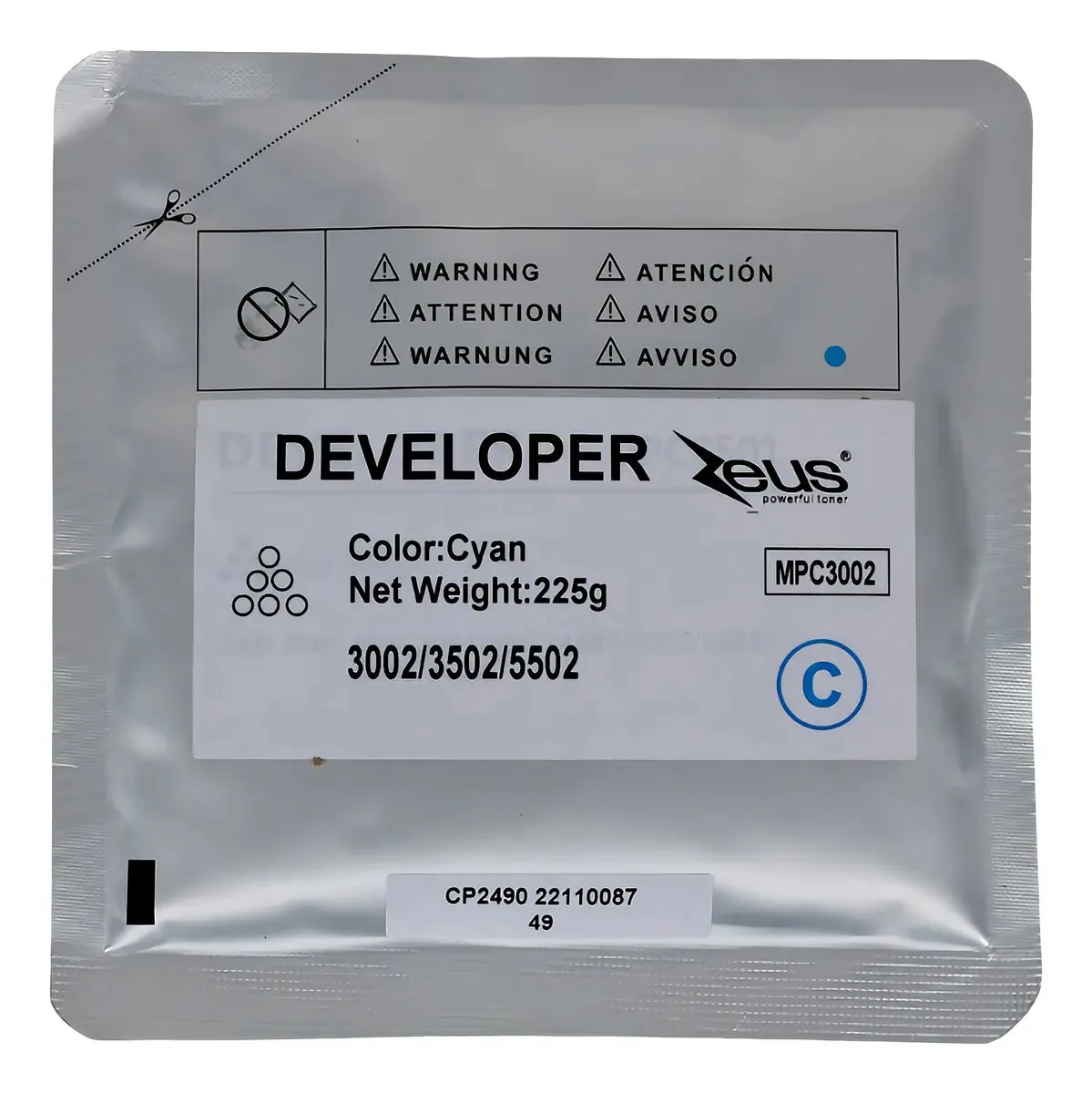 Revelador Developer Compatível Com Mpc3002 Mp C3002 Mpc3501 Cor Ciano