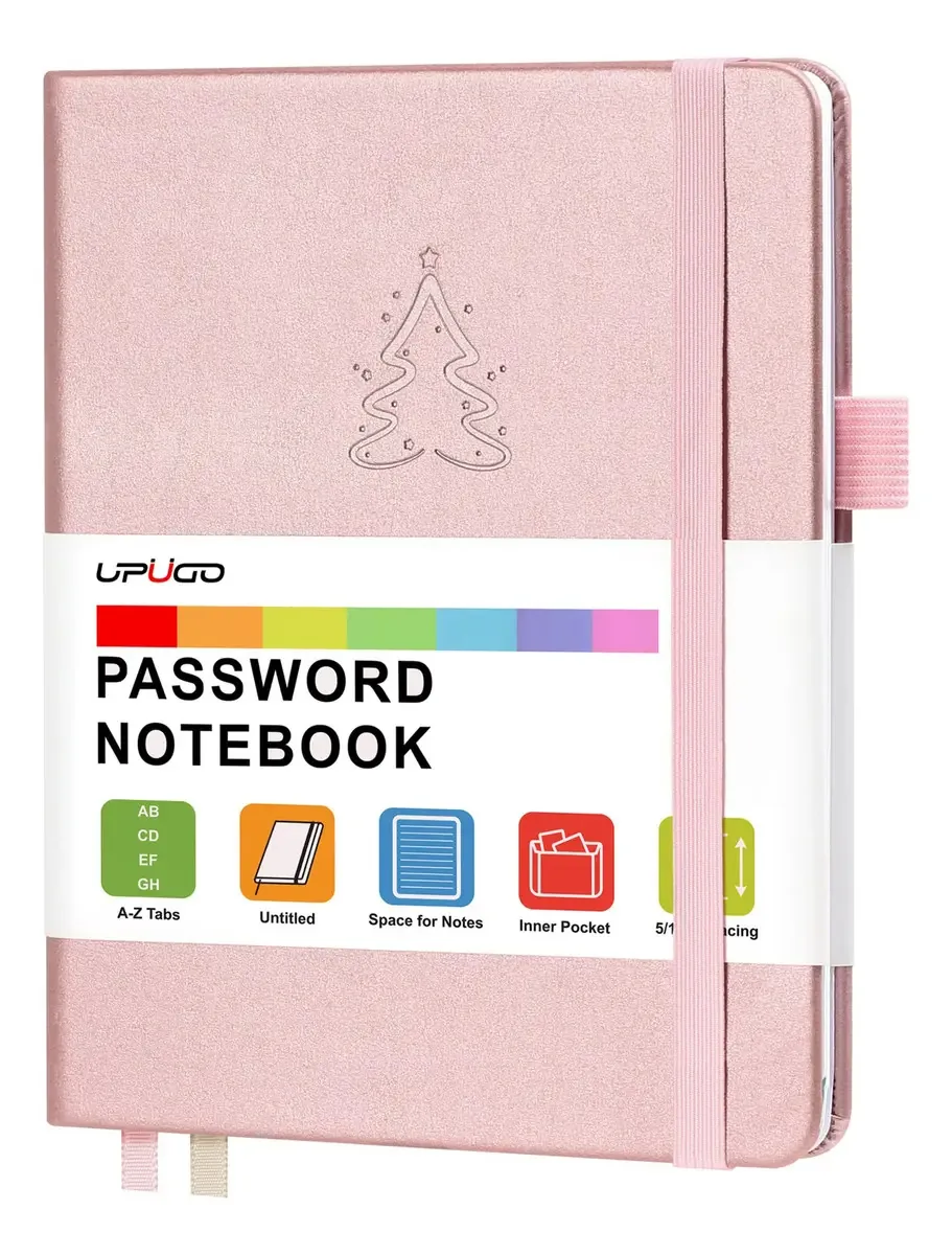 Upugo - Caderno de senhas com abas alfabéticas, caderno de armazenamento de endereços de Internet e senhas para computadores e sites, tamanho médio compacto, azul bebê