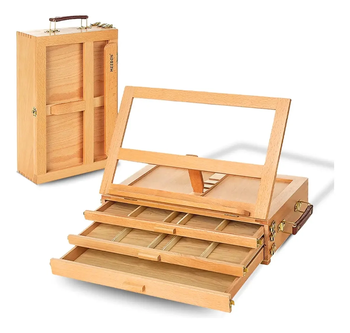 Maleta Cavalete De Mesa Sketchbox Gavetas Madeira Meeden Madeira