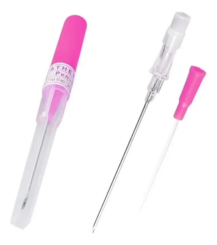 Agulhas de perfuração por cateter Agulhas de piercing rosa 20g