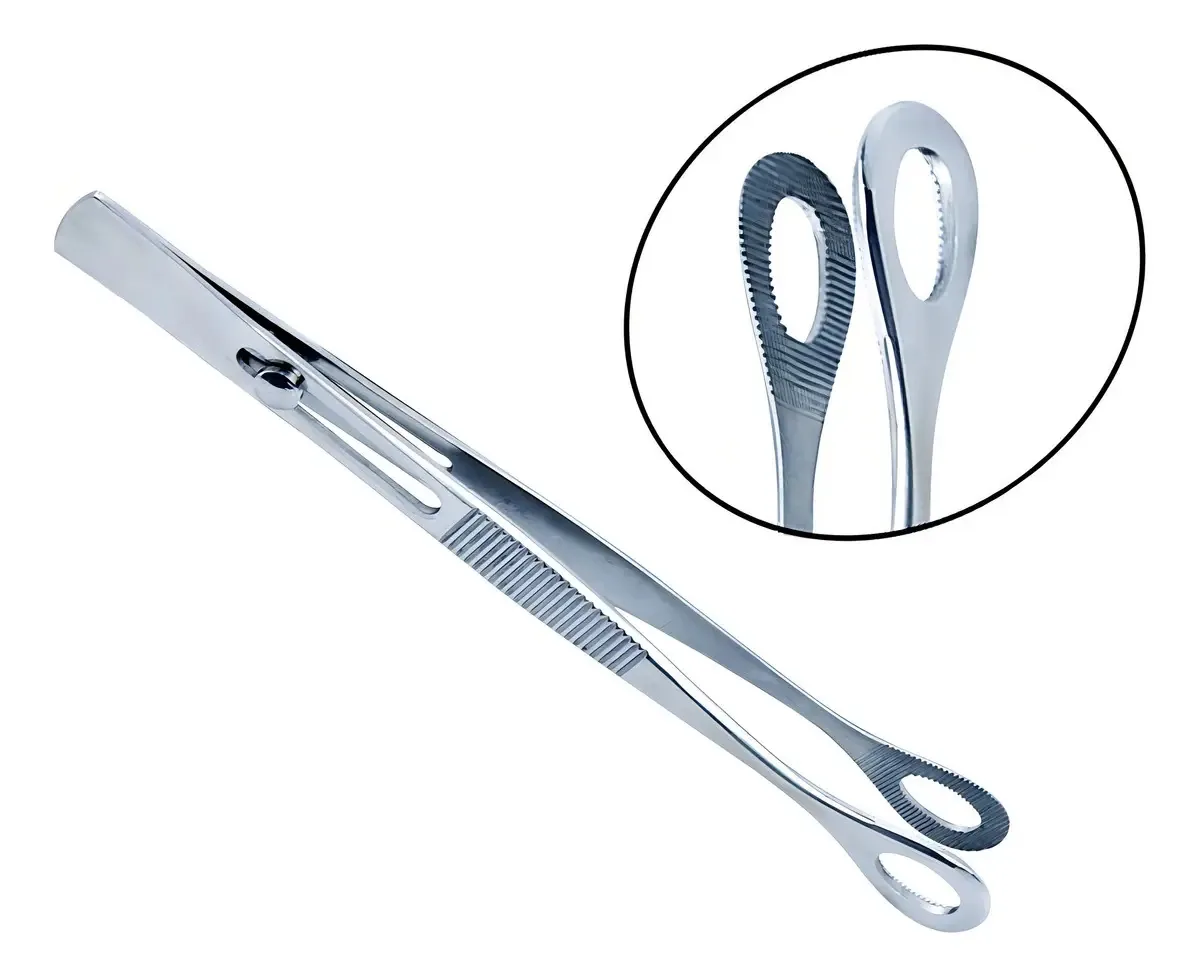 Instrumento de pinça oval fechada para perfuração de aço inoxidável
