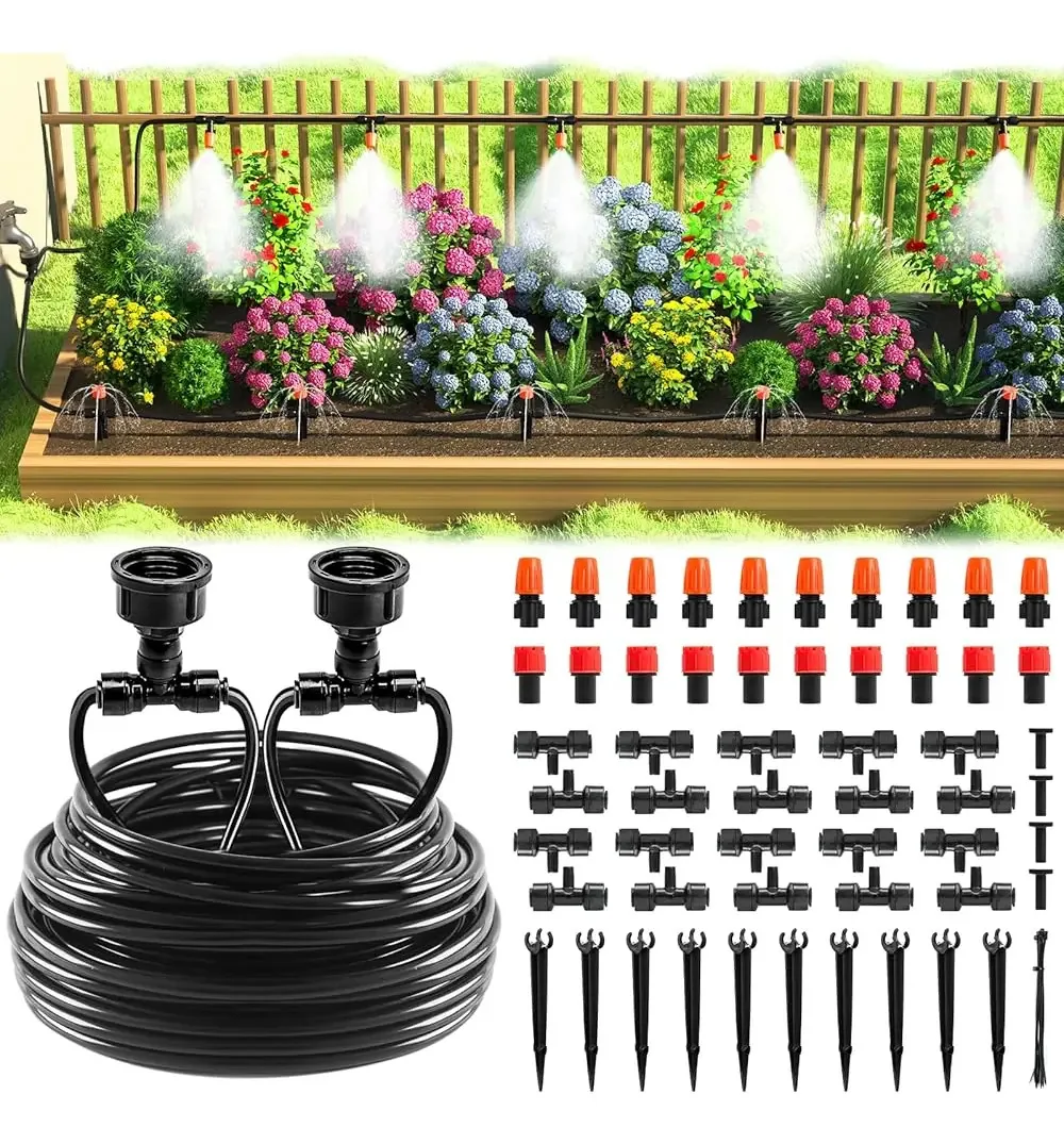 Kit de irrigação por gotejamento Mixc de 50 pés - Fácil instalação e uso