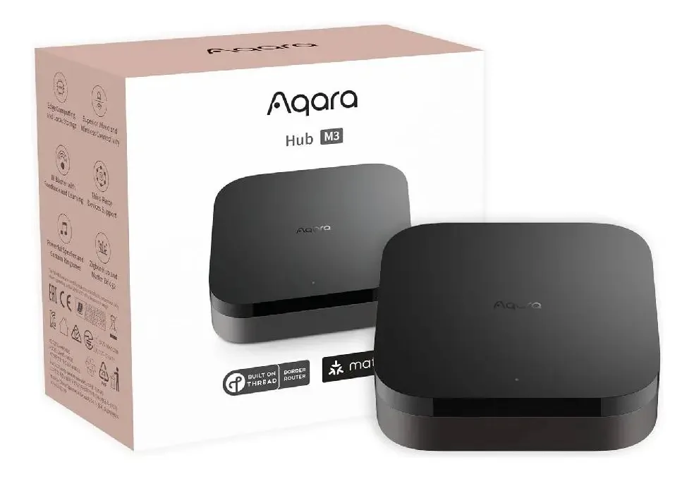 Hub Controlador M3 Aqara (matter) Automação Casa Preto Cinza-escuro