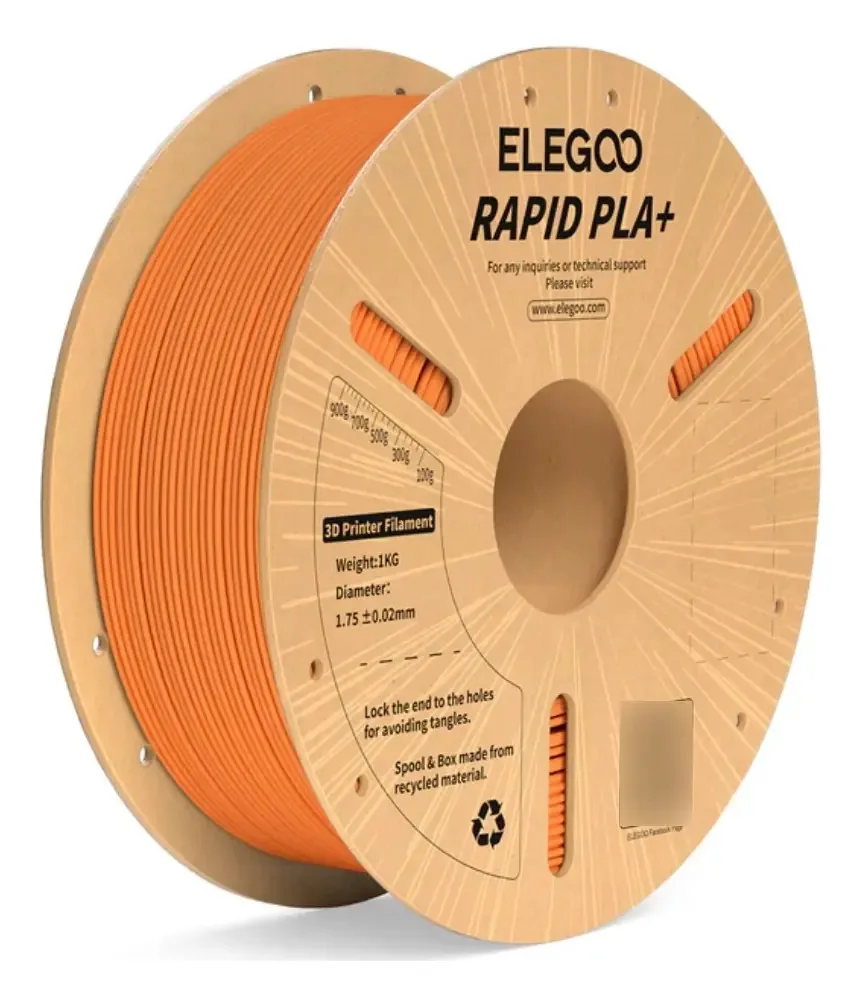 Filamento PLA 1.75mm Laranja Elegoo Rapid 1kg Impressão 3D