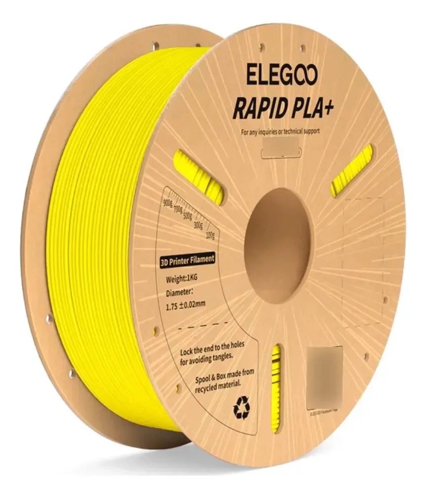 Filamento PLA 1.75mm 1kg Amarelo Elegoo Linha Rapid Impressão 3D