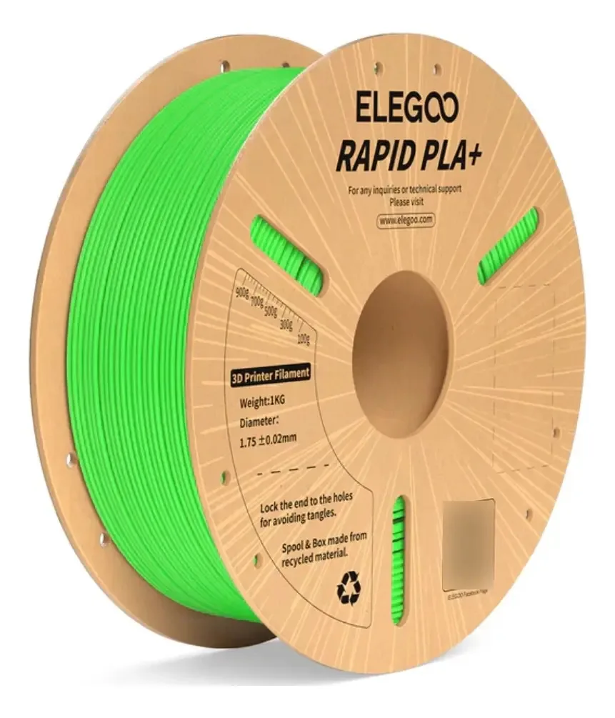 Filamento PLA Elegoo Rapid Verde Neon 1.75mm 1kg Impressão 3D