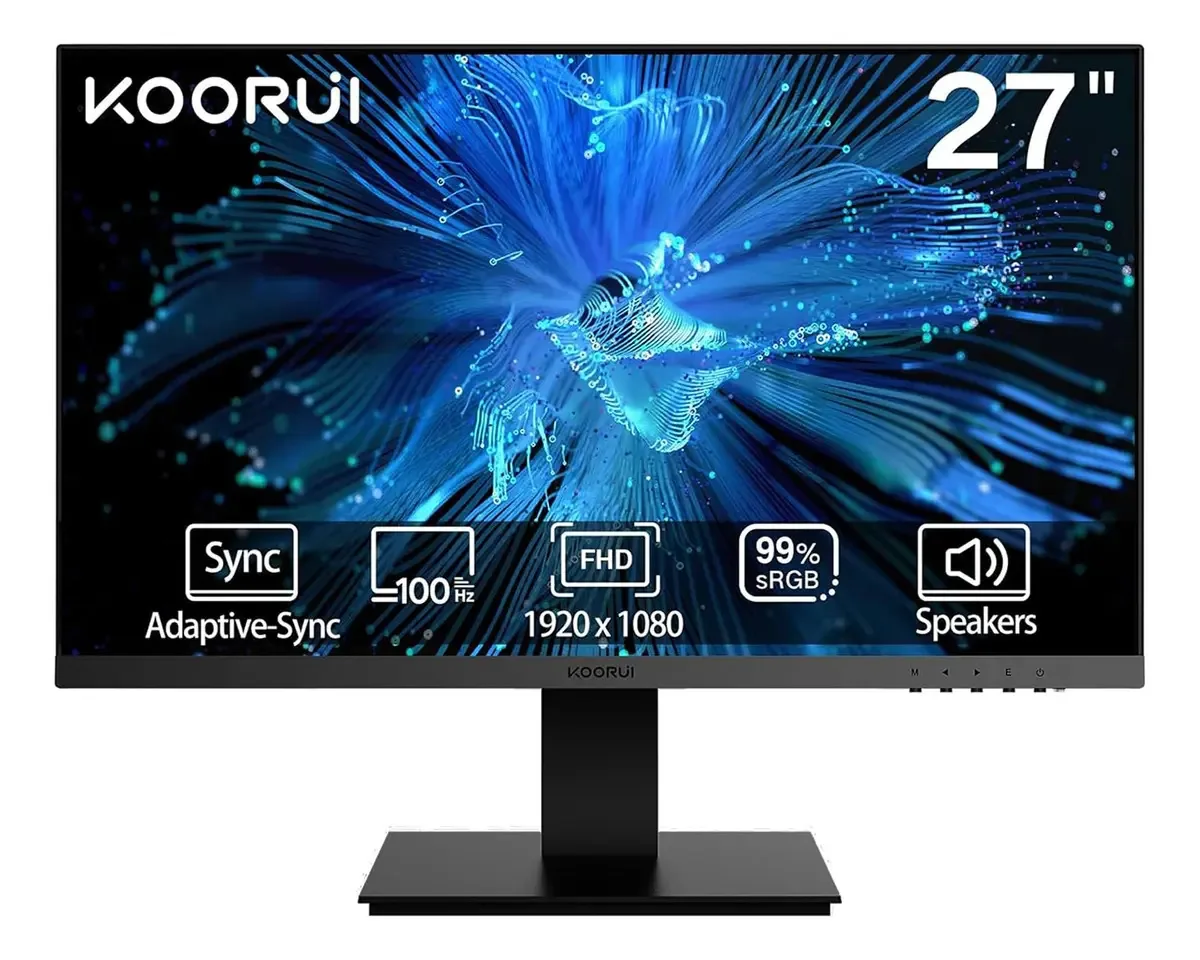 Monitor de computador FHD Koorui de 27 polegadas, monitor D. Cor preta