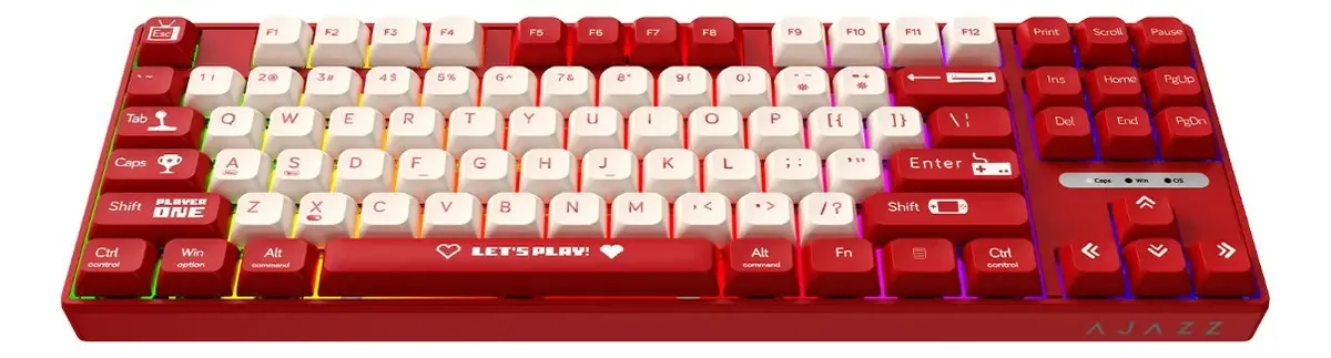 Teclado mecânico com fio AK870mc com interruptor C vermelho