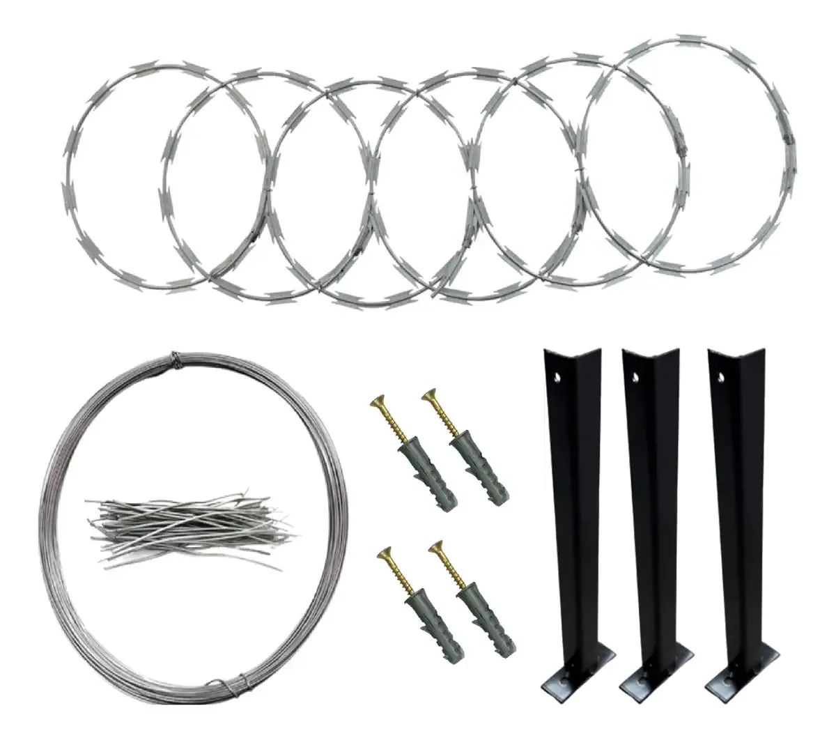 Concertina Flat 30cm 10m Kit Instalação Haste Acessórios