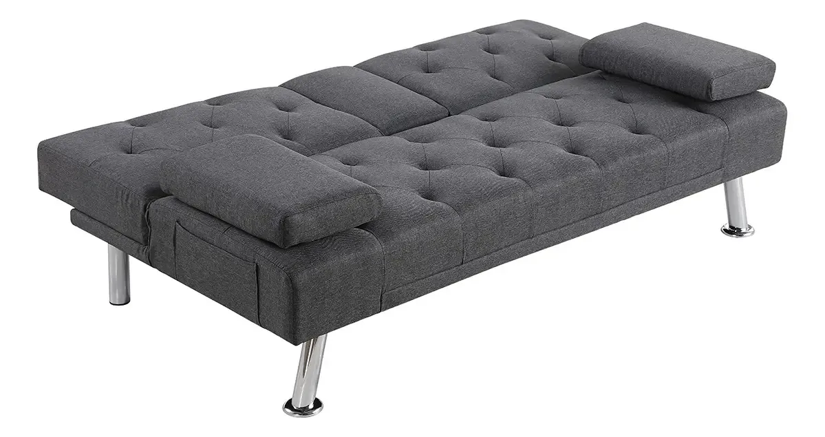 Poltrona Futon Bed com apoios de braços Coaster 168x88x79cm cinza
