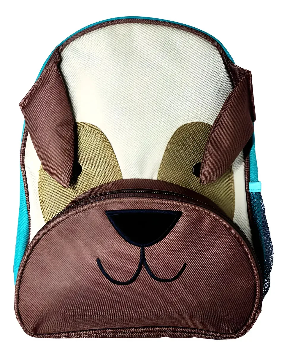 Mochila Cachorrinho Passeio Criança 30cm Cor Azul-petróleo Desenho Do Tecido Cachorro
