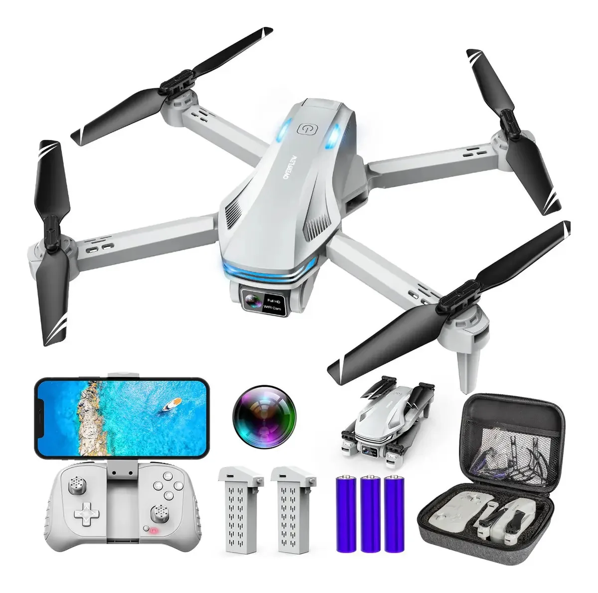 Drone de câmera Fpv 1080p para iniciantes, adultos e crianças