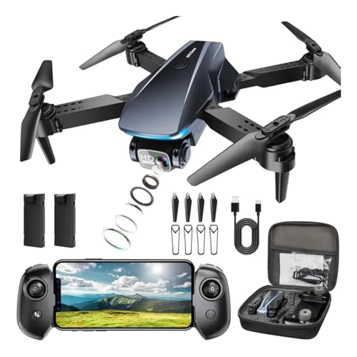 Mini drone com drones de câmera para crianças e cinza