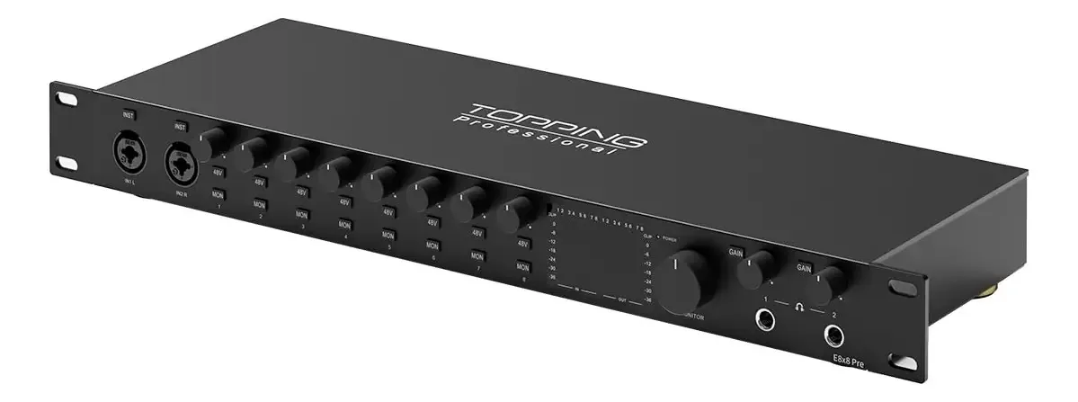 A melhor interface de áudio pré-profissional E8x8 com 8 pré-amplificadores