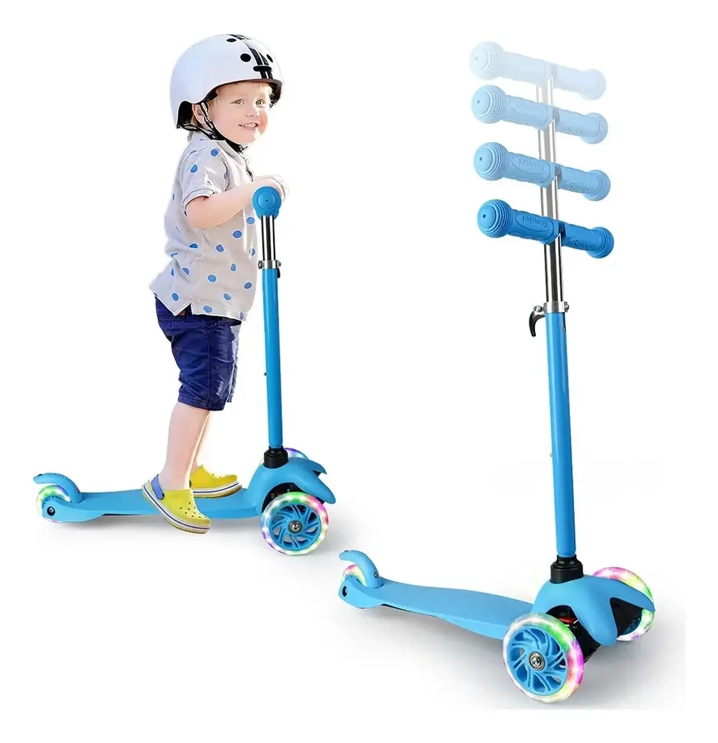Scooter Patín Del Desmontable 3 Rodas Luces Para Criança Cor Azul