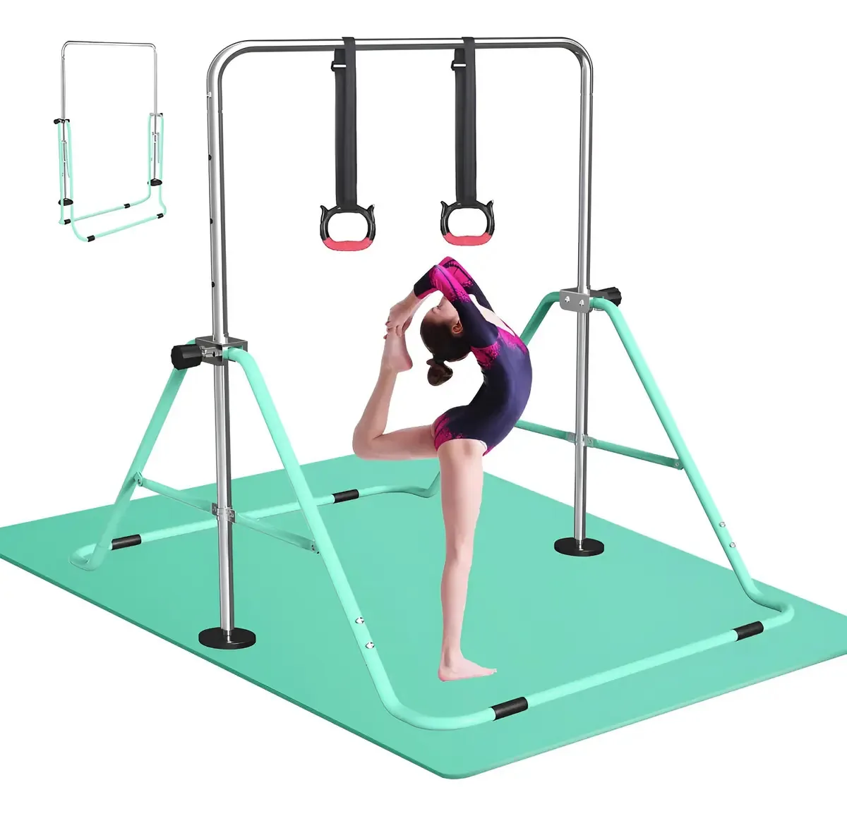Bar de ginástica infantil Fbsport com anéis, barras e buzina